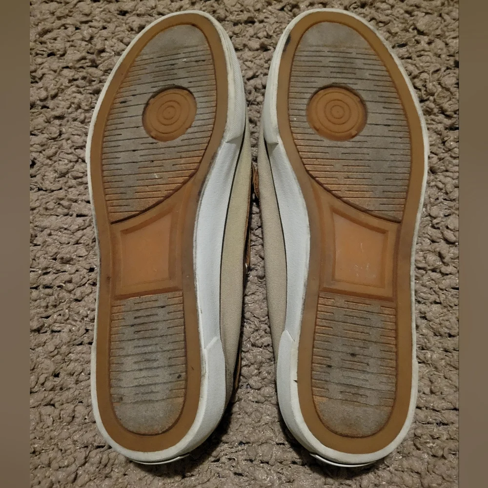 MENS RALPH LAUREN POLO RYLANDER BOAT CANVAS LEATHER UPPER SHOES KHAKI SZ 9.5D